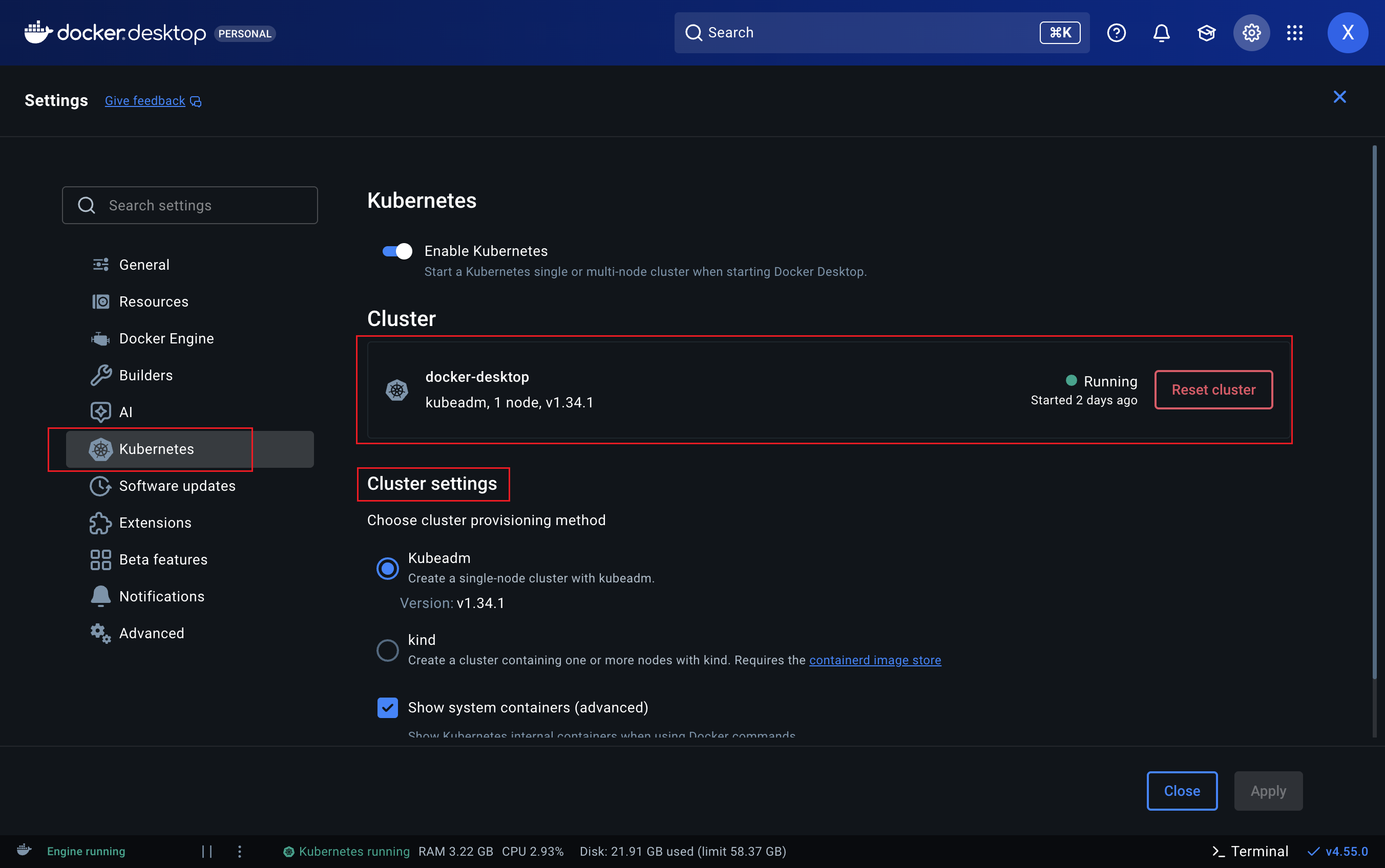 Kubernetes in Docker Desktop